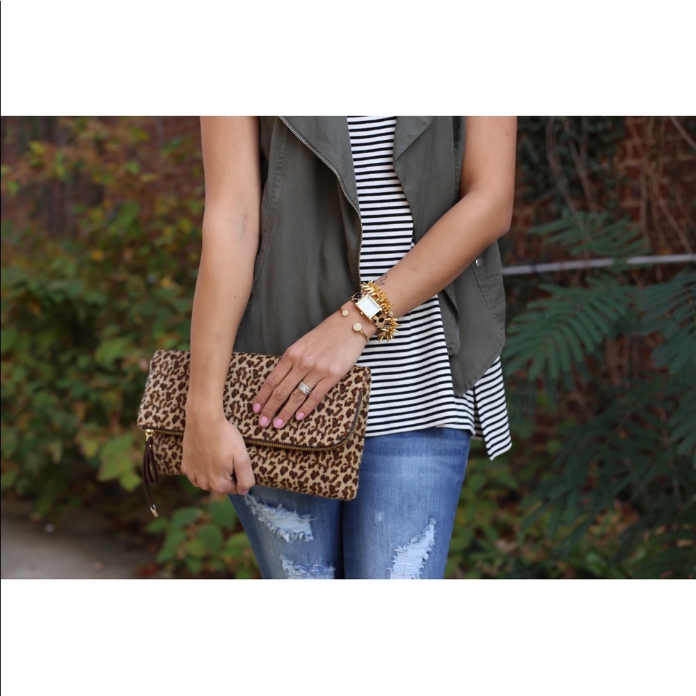 LIKE NEW leopard clutch